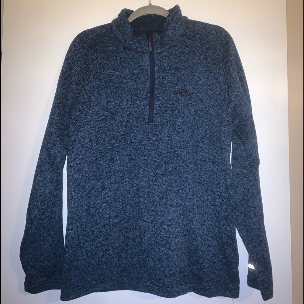 Mens Aftco Blue Quarter Zip Pullover